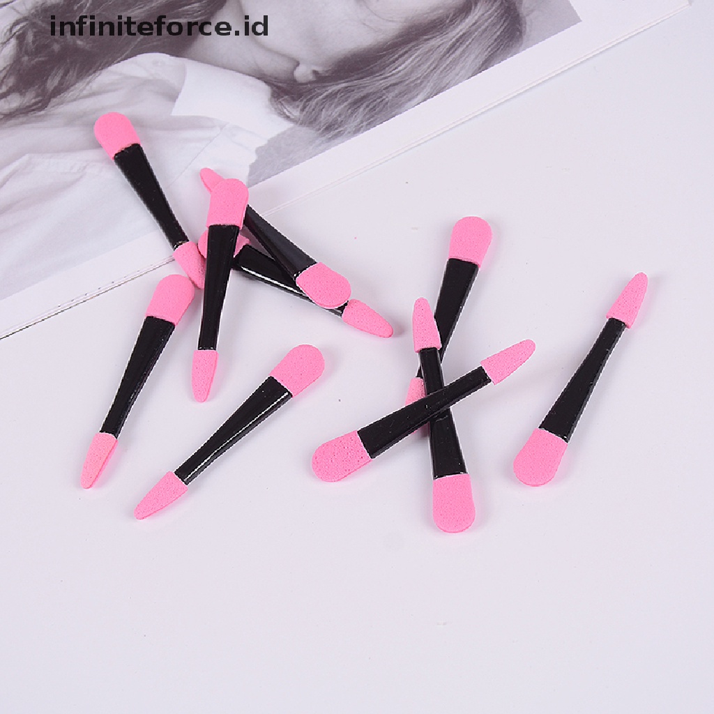 Infiniteforce.id 10pcs / Set Brush Spons Aplikator Eyeshadow Sekali Pakai Untuk Makeup / Kosmetik Wanita