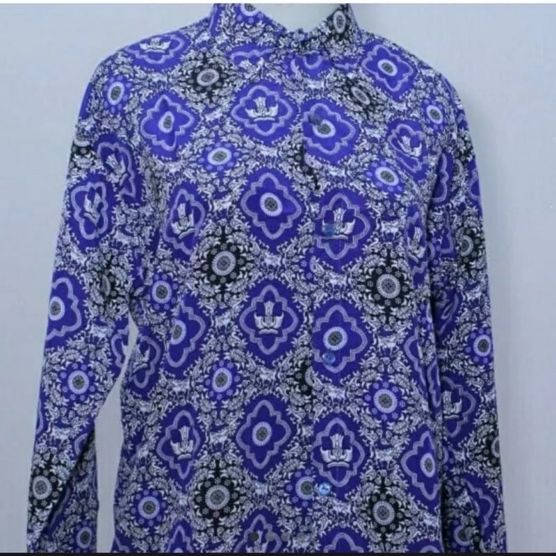 BATIK SMP NEGERI/BATIK SMP NASIONAL/BAJU SERAGAM BATIK KEMEJA SEKOLAH SMP MOTIF TINAS HARAPAN BIRU