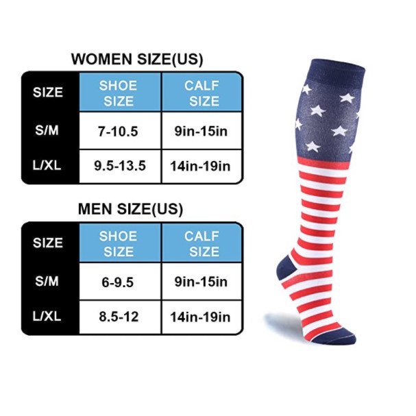 Kaos Kaki Compression Panjang untuk Sepeda / Running Motif V USA