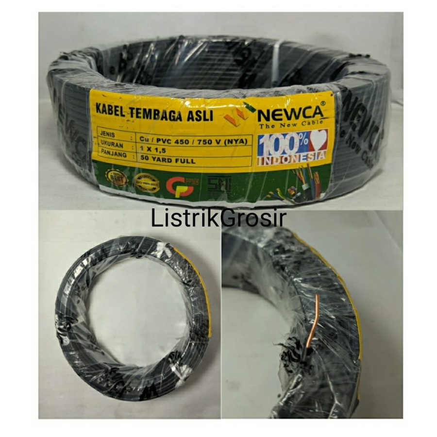 Kabel Engkel Tunggal Newca / Suprera NYA 1,5 mm 50y 1.5mm Tembaga Murni SNI By Mikotek Standard PLN