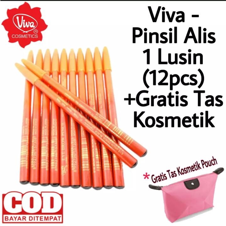 Promo 1 Lusin ( 12pcs ) - Pensil Alis / Viva Queen Eyebrow Pensil Makeup Coklat dan Hitam