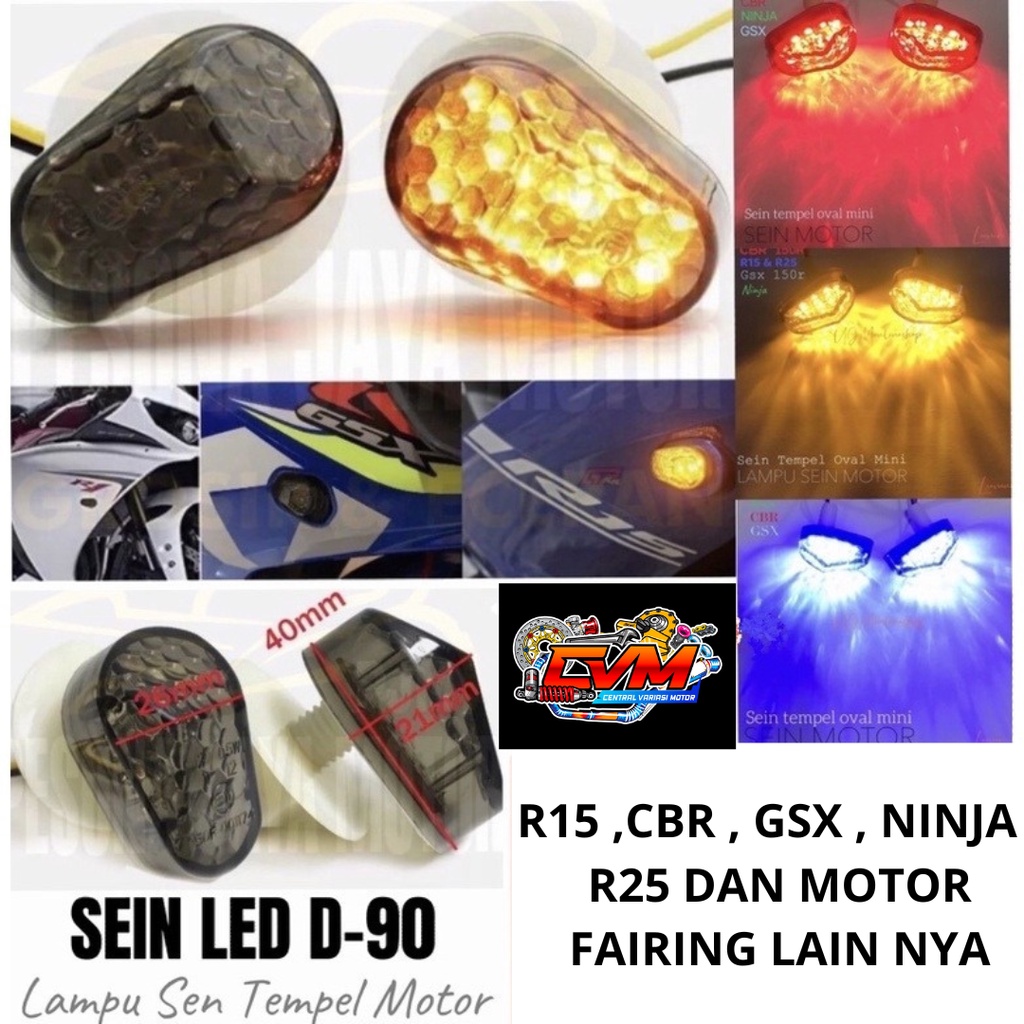 Sen Tempel Lampu Sein Tempel Oval Mini Universal R15,Cbr150r,Gsx,Ninja,R25 Dan Motor Lain Nya