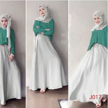 Paling Baru Gamis Putih Kombinasi Hijau Tosca