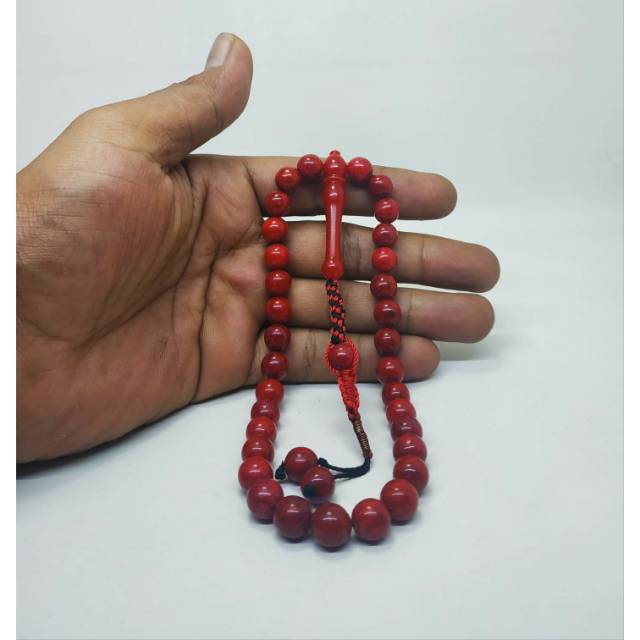 TASBIH 33 BUTIR ASLI BATU KARANG MERAH