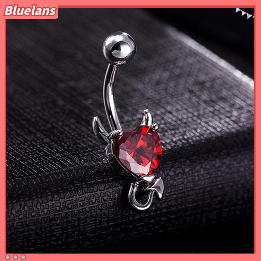 Bluelans Fashion Sexy Heart Shape Navel Belly Button Ring Rhinestone Body Piercing Jewelry