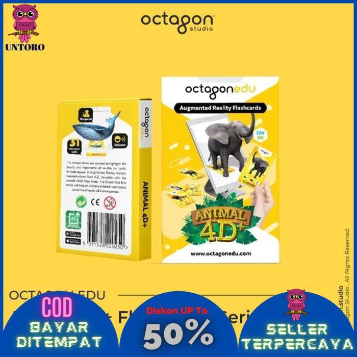 BISA BAYAR DITEMPAT Kartu Animal 4D+ / Flash Card / Mainan Edukasi Anak (Octagon Studio) MURAH