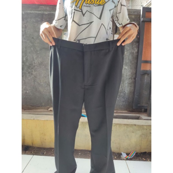 Celana Formal Kerja Kantor STRETCH 5cm Ukuran Jumbo Besar Big Size 37-80 SLIMFIT dan REGULER /STANDAR  Pria Celana Panjang Bahan Semiwoll Hitam berkualitas