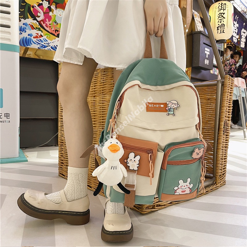 Tas Ransel Sekolah Anak Perempuan Korea SD SMP SMA Backpack Wanita Premium Murah Import