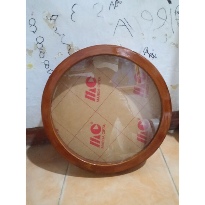 pigora mahar bulat D35 coklat frame kaca akrilik
