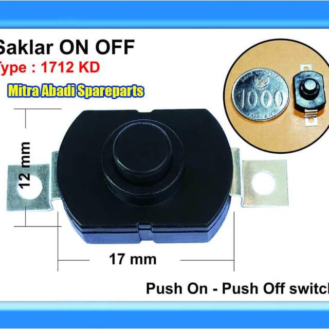 New Saklar Push ON/OFF 1712 KD untuk Senter Kepala/Flashlight CREE