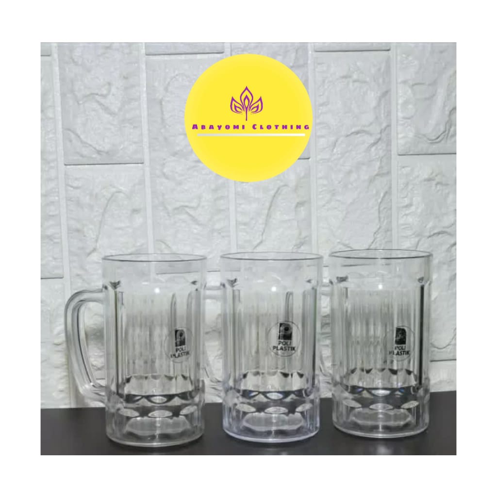 1 LUSIN /12 PCS GELAS PLASTIK BESAR GELAS BENING GAGANG / GELAS BESAR / BAYAR DITEMPAT