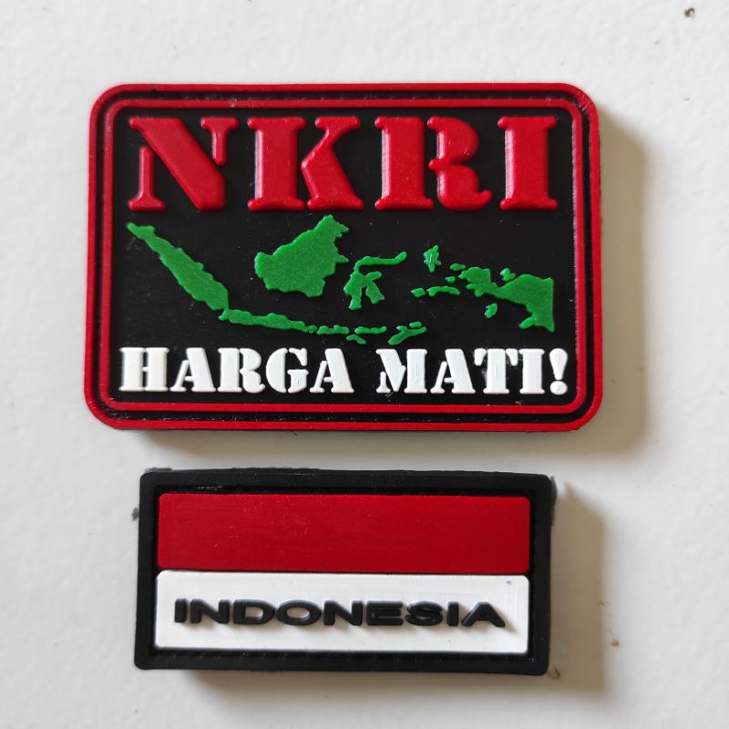 PATCH RUBBER SATU SET LOGO NKRI HARGA MATI PULAU+BENDERA KECIL/TEMPELAN EMBLEM KARET VELCRO