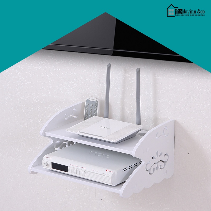 Rak Dinding Tempel Minimalis Rak Gantung Vintage Tempat Penyimpanan STB Set Top Box DVD Modem Router WIFI Receiver Rak Dekorasi Hiasan Dinding Multifungsi Aesthetic