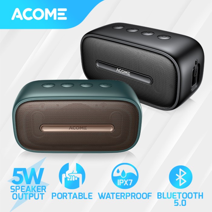 Acome Speaker Bluetooth 5.0 Portable Ipx7 Waterproof Tws 5W A8