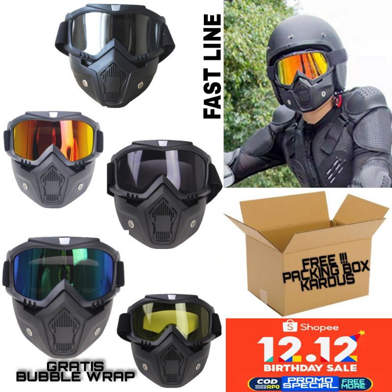 KACAMATA GOGLE MASK MOTOR RETRO CAFE RACER JAP STYLE TRAIL CHOPER HELM