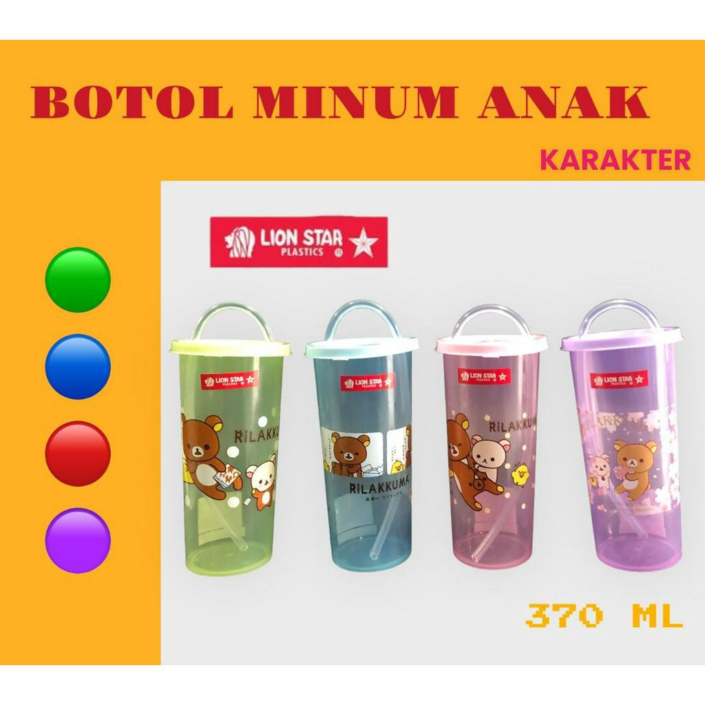 BOTOL MINUM ANAK LION STAR SEDOTAN CUP GL-12 C -2 / STRAW 370 ML - BOTOL/ GELAS ANAK TUTUP SELANG