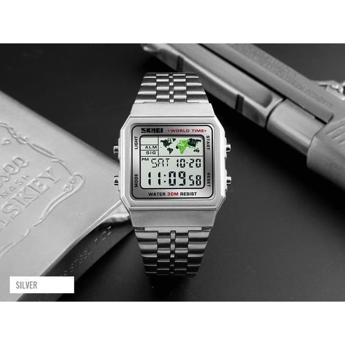 Jam Tangan Pria 1338 - Wanita Premium Business Digital LED Stainless Steel 45 mm