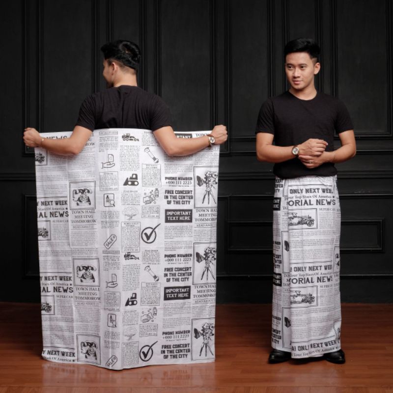 Sarung Koran Viral Motif Newspaper Fashion Muslim Pria Dewasa / Sarung Santri / Sarung AzZahir