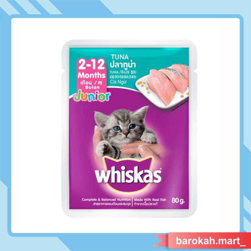 WHISKAS - Makanan Kucing Basah Pouch 80gr [Junior]