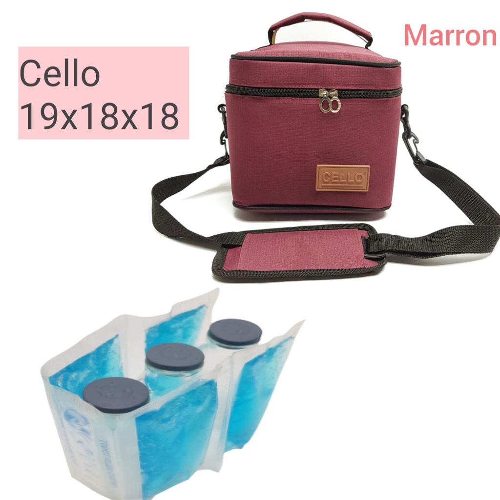 NCL31  &quot;NEW CELLO COOLER BAG +3 BOTOL ASI + LINE  BLUE GEL / TAS PERLENGKAPAN ASI ASIP / TAS BAYI / TAS PENDINGIN&quot;