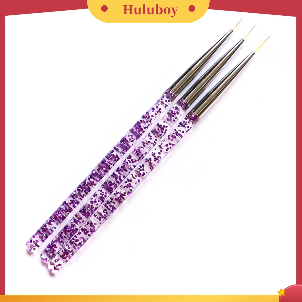 Huluboy Huluboy♡ 3pcs / Set Kuas Lukis Kuku Ultra Tipis Untuk Nail Art / Manicure