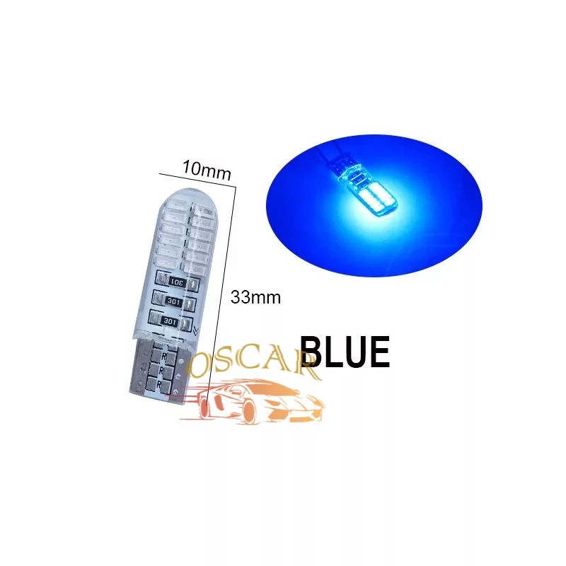 Lampu LED Senja Sen T10 24 LED Crystal Jelly 24 Mata Lampu Mobil & Motor-biru