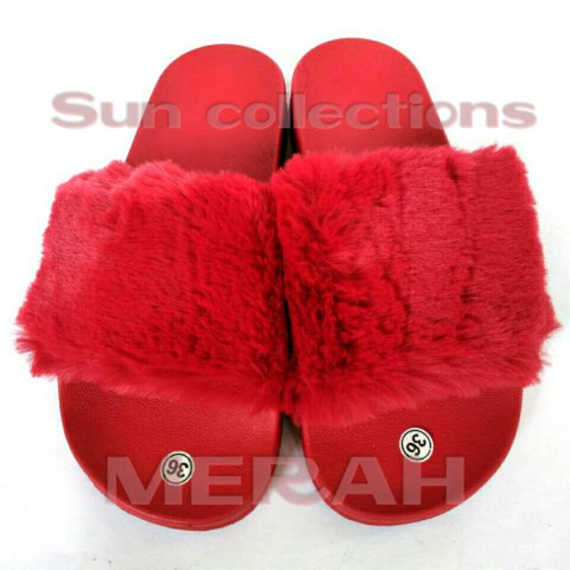 Sandal Selop Karet/Jelly/Rubber Full Colour Bulu import