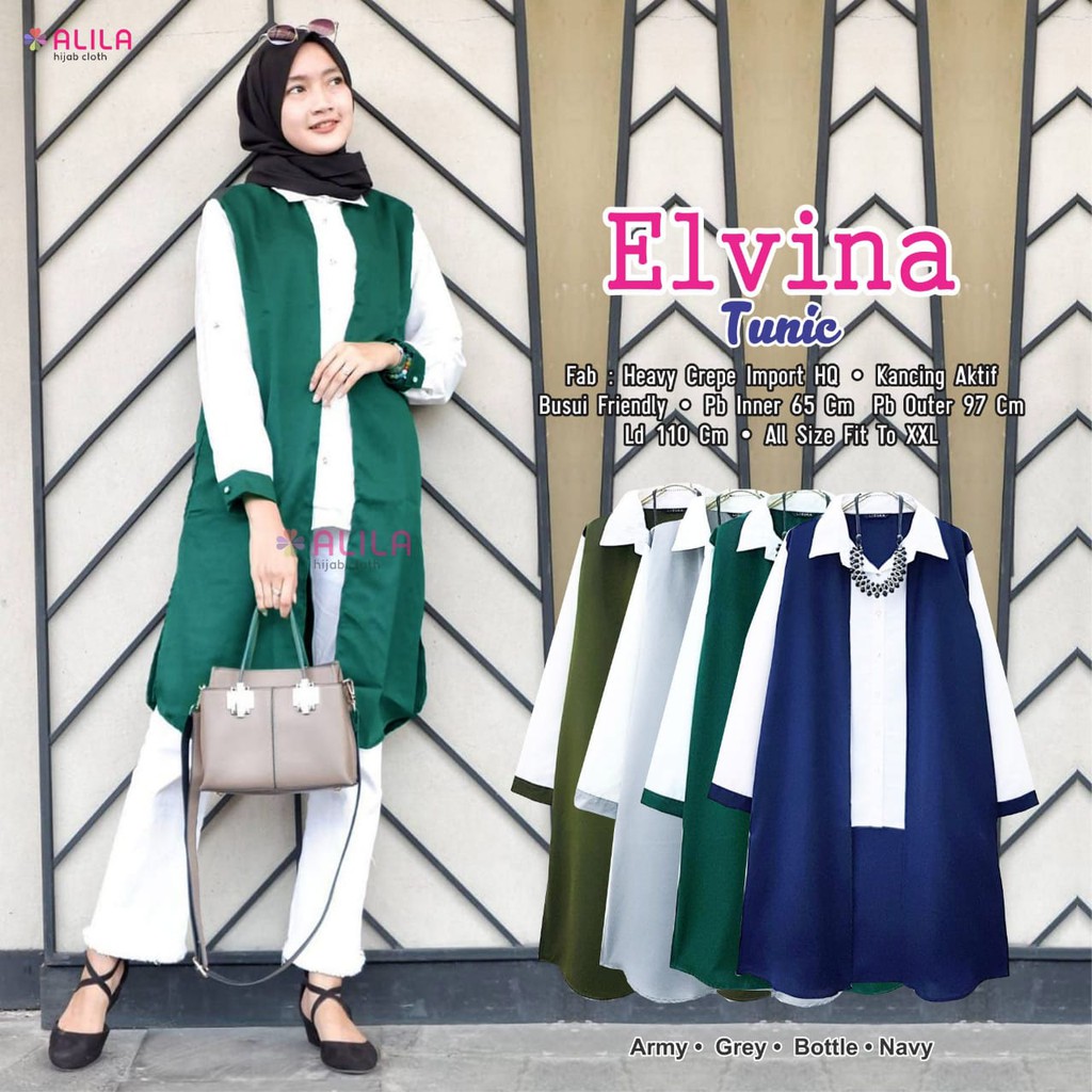 ELVINA TUNIK MATT HEAVY CREPE IMPORT ORIGINAL BY ALILA
