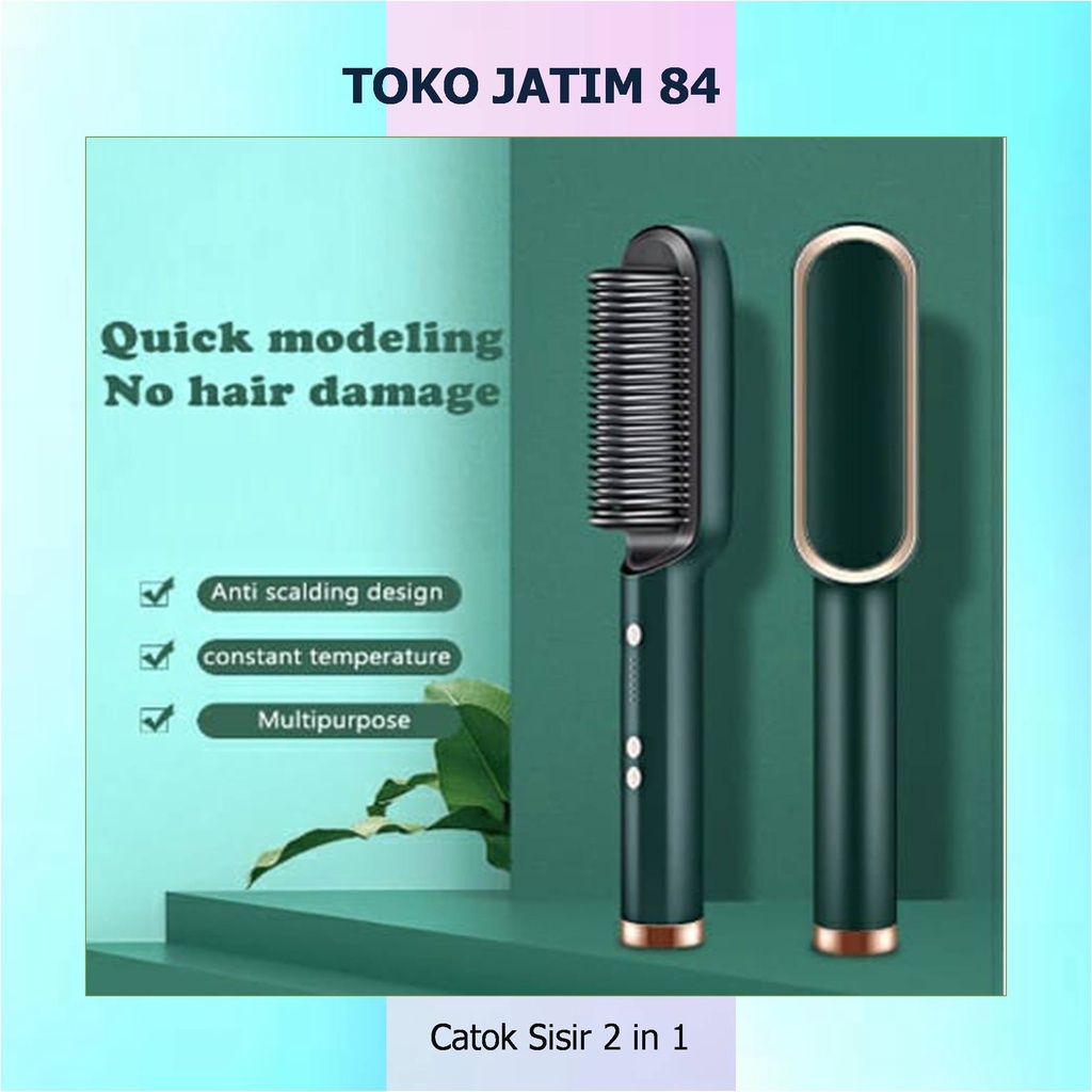 Catok Sisir Pelurus Rambut Hair Straightener Curler 2 in 1 catokan sisir listrik