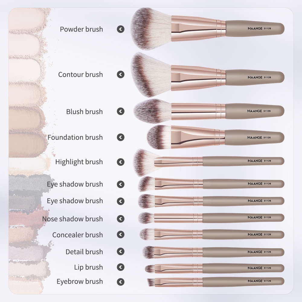 MAANGE 12Pcs Makeup Brushes Beginner Makeup Brush Set High Quality Super Soft Fluffy Nylon Brush