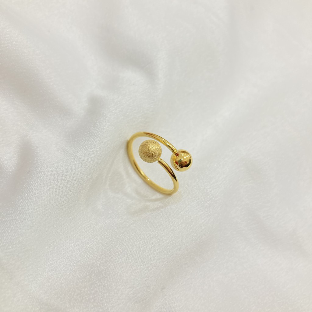 Cincin Titanium Pentol Bola Pasir / Cincin Wanita Korean Style Anti Karat Aksesoris Perhiasan