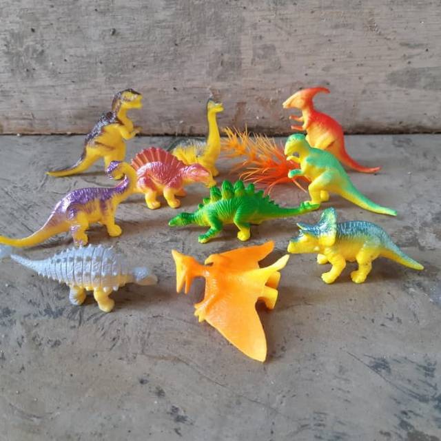  mainan  set dinosaurus  karet  paket dino kebun hewan mini 