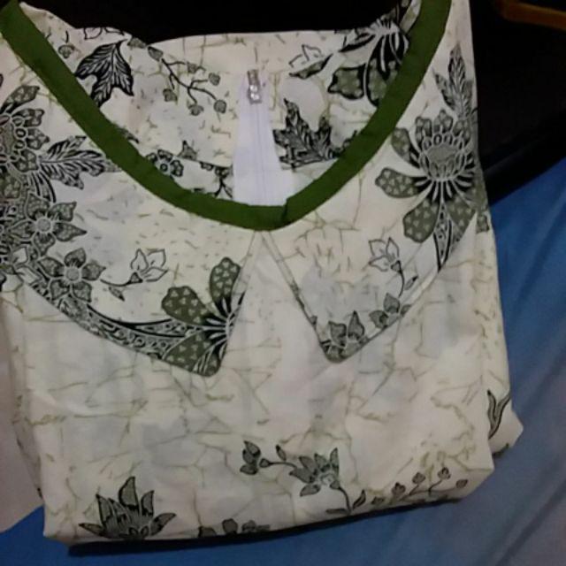 Qnunbatik Dress/terusan Batik Anak Perempuan 9-12 Th Tanggung Melati Dasar Cream