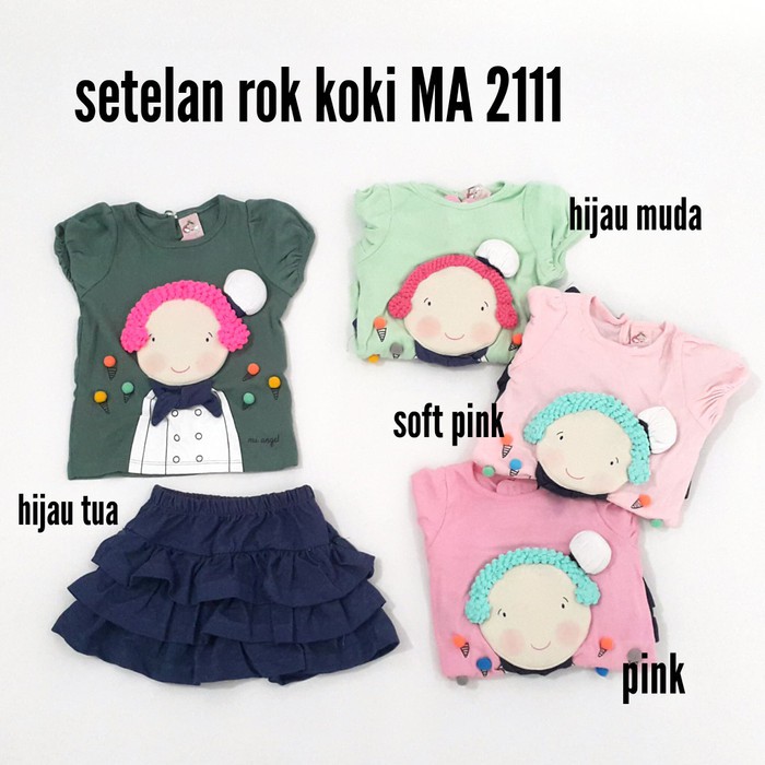 MA 2111 Baju  Bayi Setelan Rok  Anak Perempuan Koki Shopee  