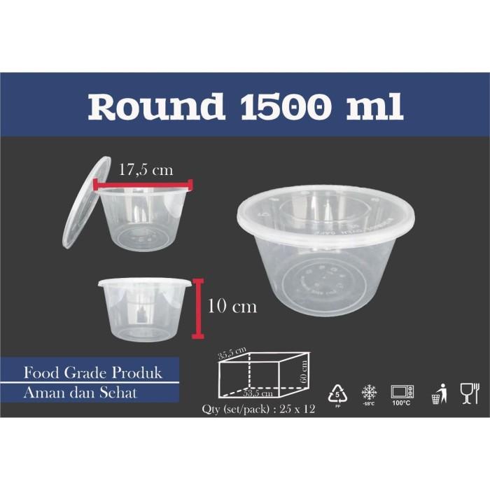 Wadahku Thinwall 1500 Ml Microwave Round / Bulat + Tutup ( 25 Pcs )