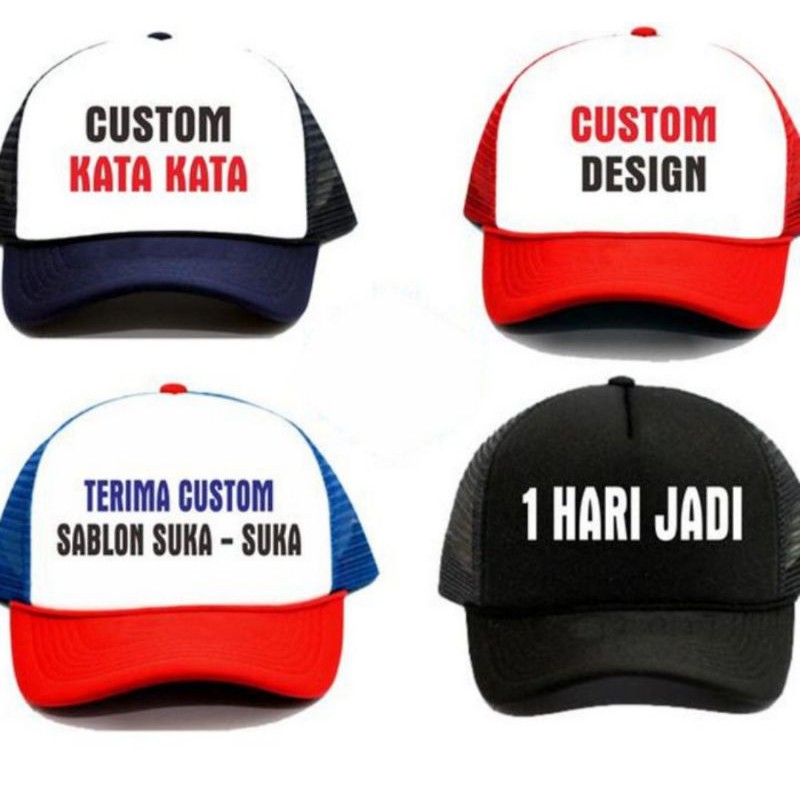 Topi sablon custom trucker satuan kwalitas premium ( TERSEDIA HARGA GROSIR)