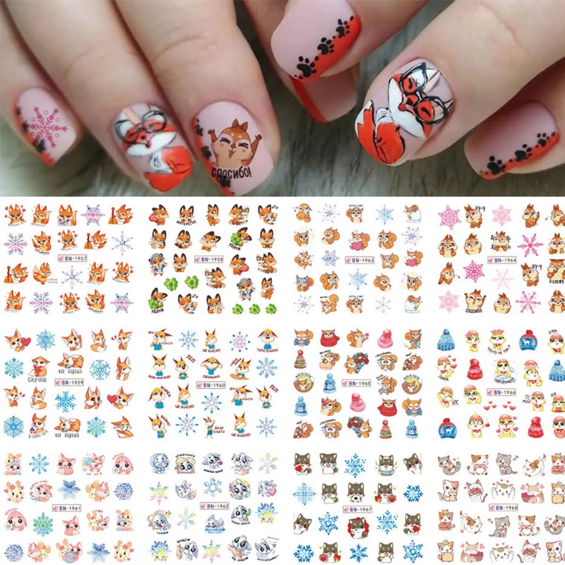 Zzz Stiker Kuku Motif Natal 3D Untuk Dekorasi Nail Art