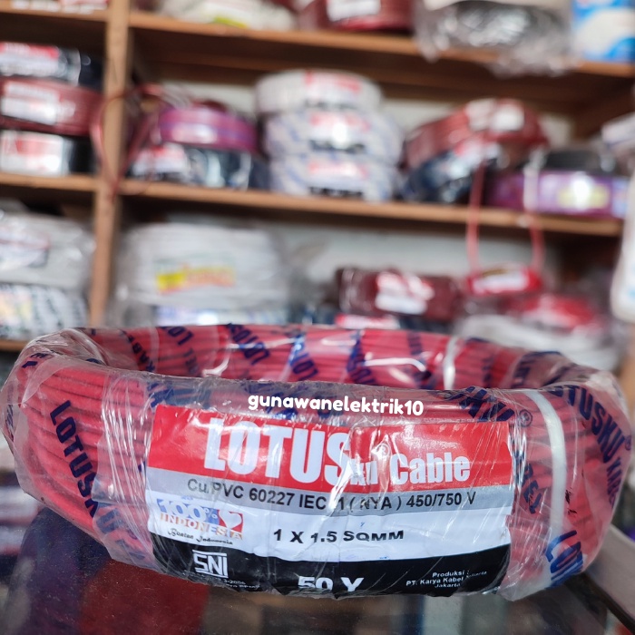 KABEL LOTUSku, NYA 1 X 1,5mm 50 Yard, KABEL SNI, Warna Merah