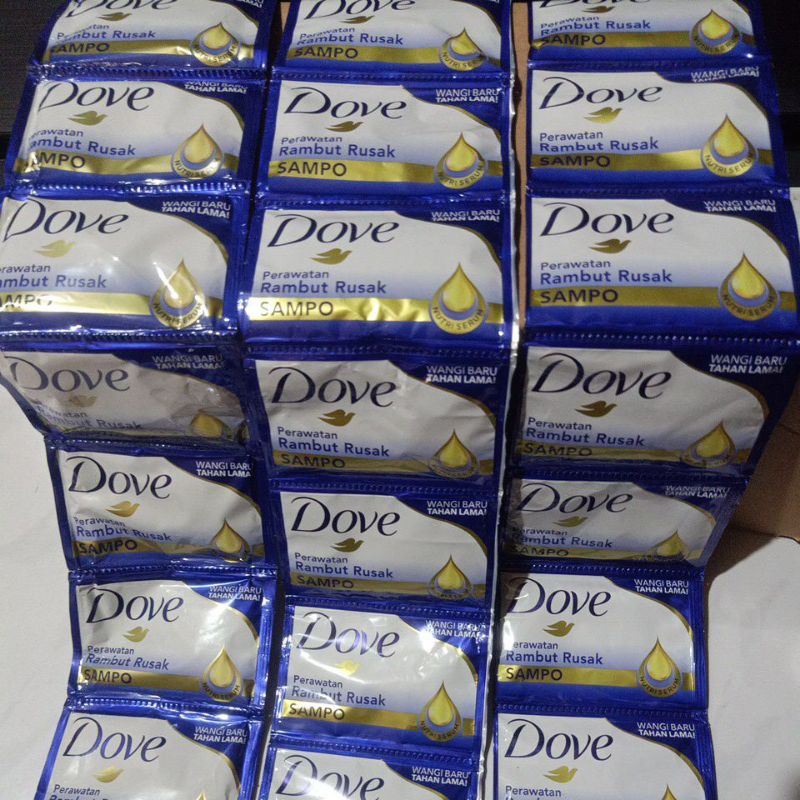 shampo Dove perawatan rambut rusak 9ml isi 12 sachet