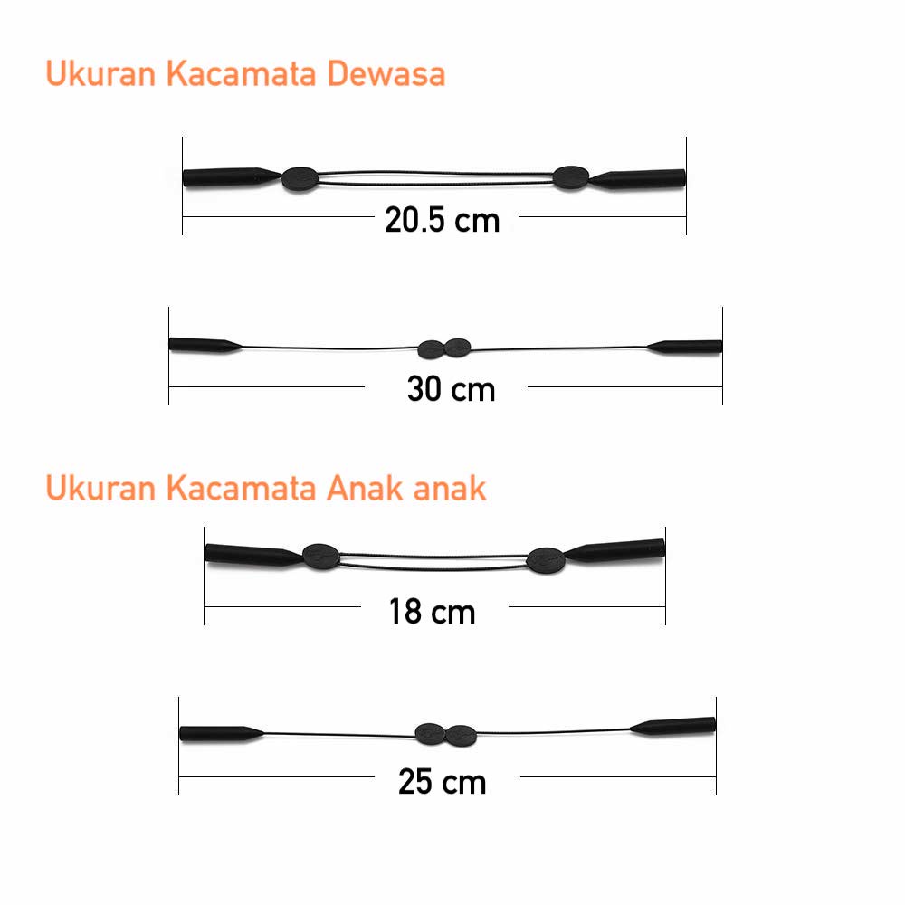 1 Pasang Tali Hitam Pengait Kacamata Silikon Dewasa dan Anak anak - Anti Slip - Earhook Silicone - Penahan Hijab Style - TL8090 ( Group )