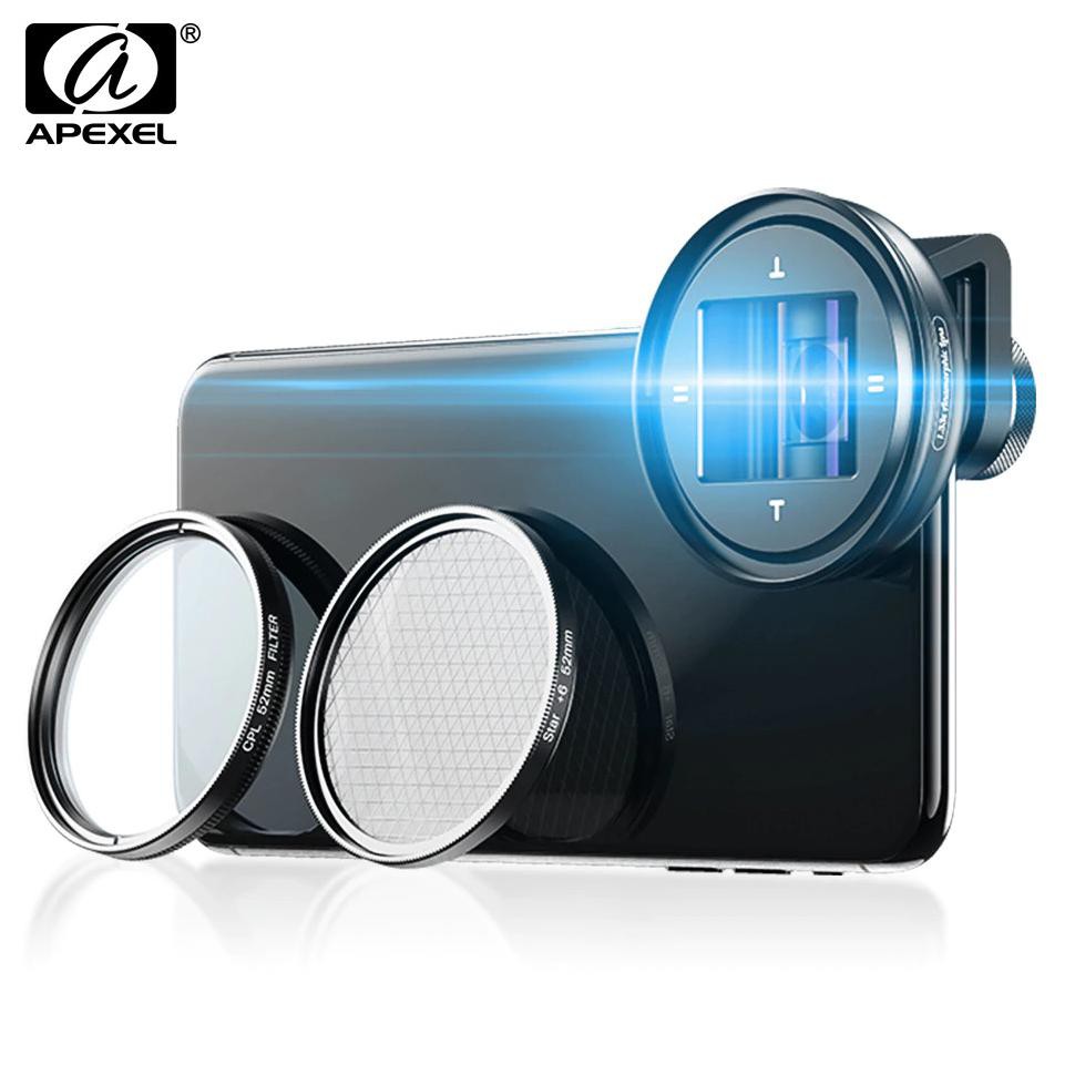 APEXEL Lensa Smartphone Anamorphic Lens 1.33x with CPL and Starliight Filter- APL-PRAN-V2 - Black