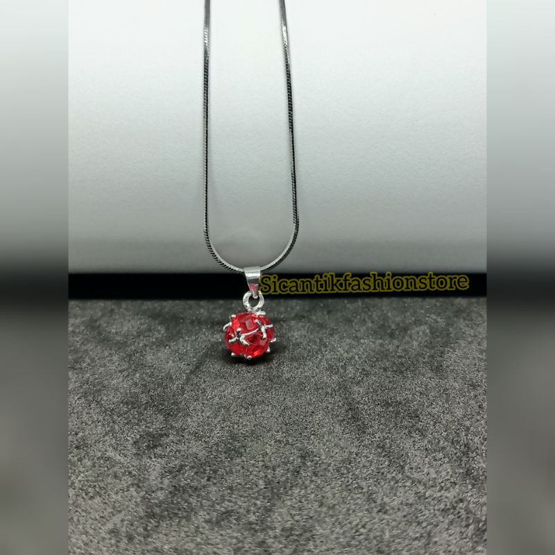 Kalung Titanium liontin permata merah Fashion wanita terlaris anti Karat tidak luntur liotin kristal