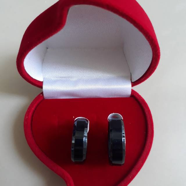 Cincin Couple Hitam Polos free Ukir Nama & Box Beludru