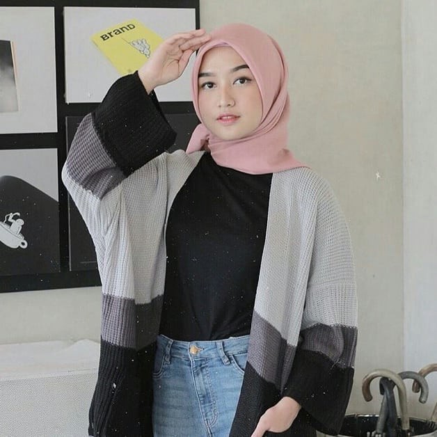 CAMEROON Cardi Rajut OVERSIZE L-XXL 3 TONE / Long Cardi Shacker Cameroon 3 Warna-2
