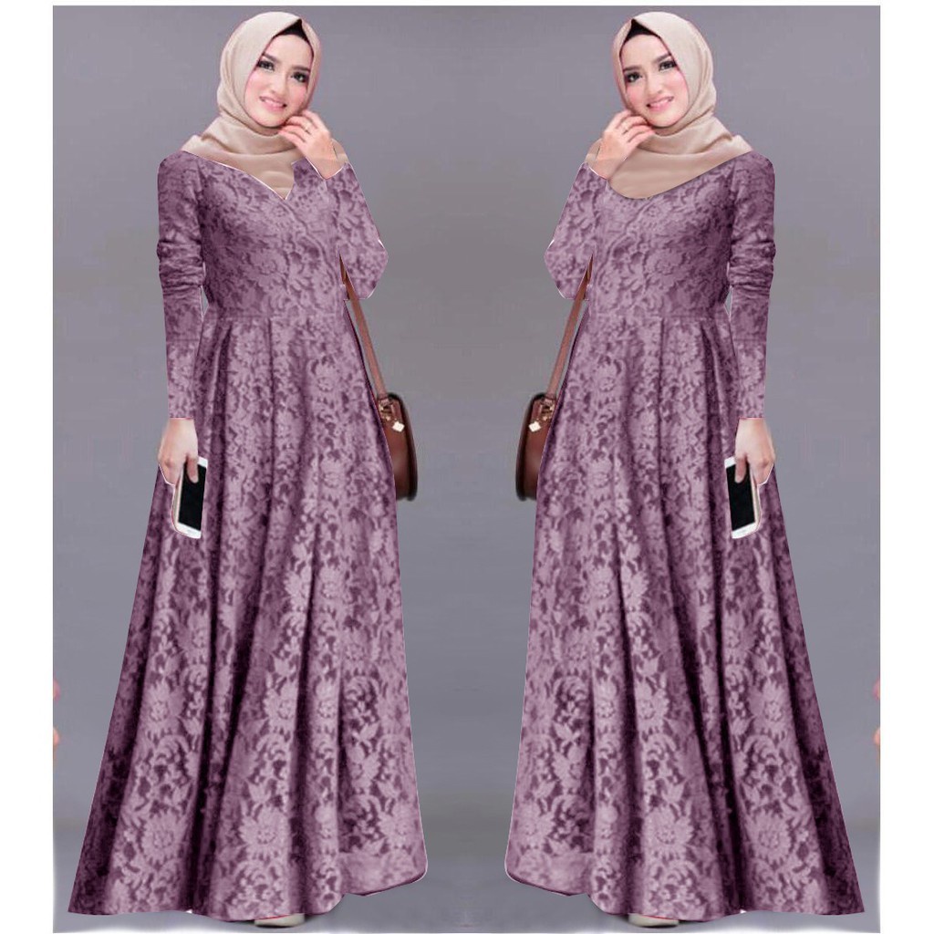 Lexana Gamis Maxi Pesta Jumbo Size M , L , XL  / Baju Gamis Brukat Tile / Gamis Kondangan Remaja Dew
