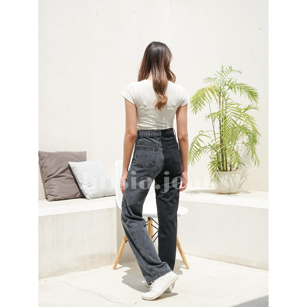 [SIZE 27-34] WENDY Boyfriend Cullote Jeans (Highwaist) - Two Tone - Ombre / Boyfriend Loose