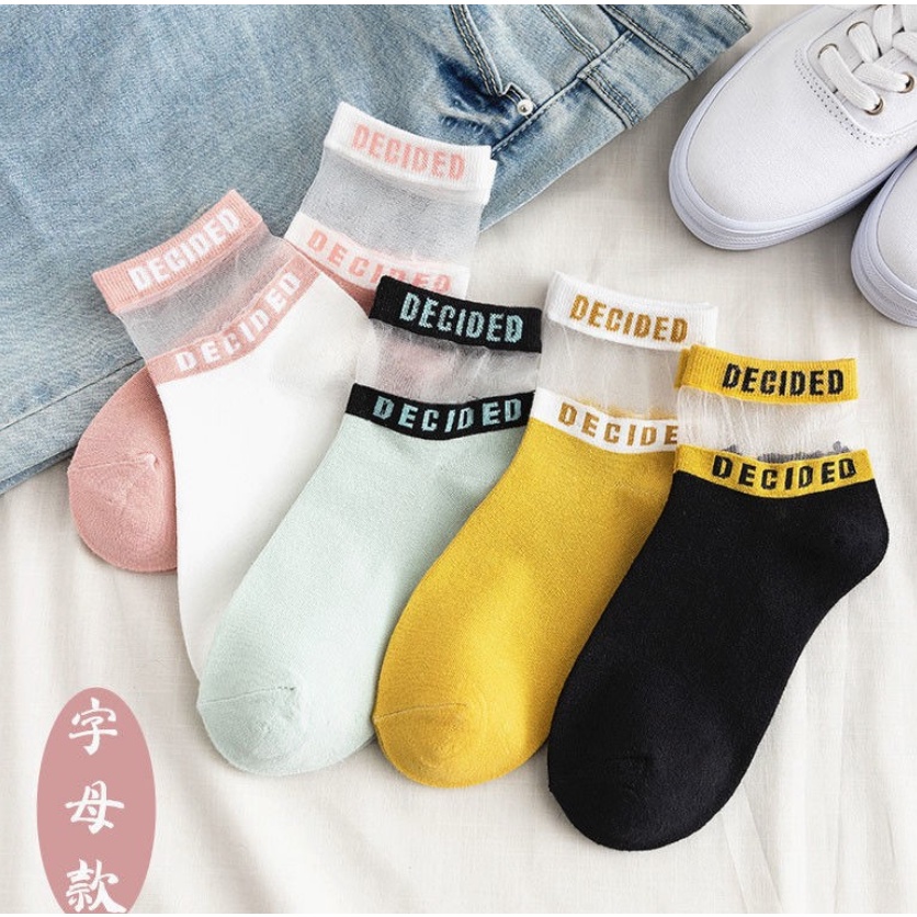 RSB KK252 Kaos Kaki Pendek Transparan Wanita Kaos Kaki Fashion Korea