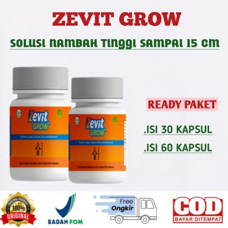 ZEVIT GROW – Peninggi Badan Original Terlaris / susu penambah tinggi badan /peninggi badan original