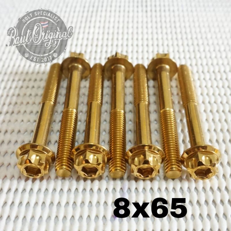 Baut probolt 8x65 gold new model drat 12 panjang 6.5cm Heng thailand