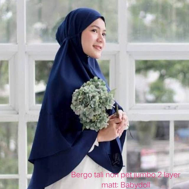 Hijab/jilbab khimar Bergo tali jumbo 2layer Babydoll